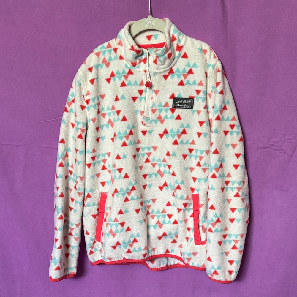 Eddie Bauer Kids Fleece Sweatshirt - Red and Teal Triangles